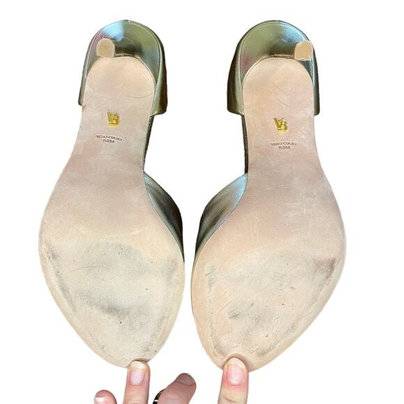 VERONICA BEARD NWOT/NWOB Gadot Gold Peep Toe Pumps Size 8.5 Heels $395 MSRP NYE - Picture 12 of 16